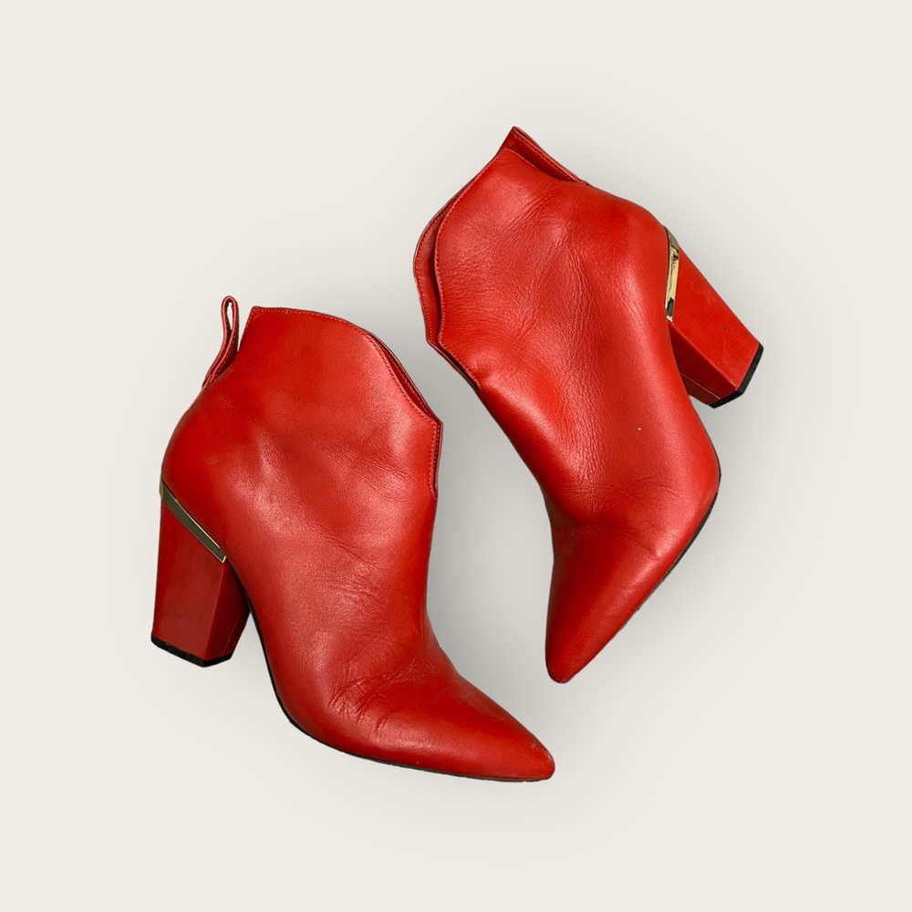 Red Booties with gold details